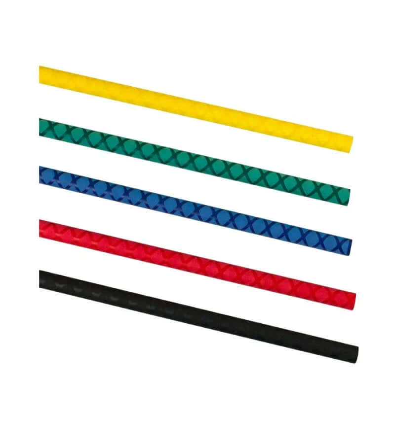 Gaine de stick/tube antidérapante X-Grip en plusieurs couleurs : jaune, vert, bleu, rouge, noir.
