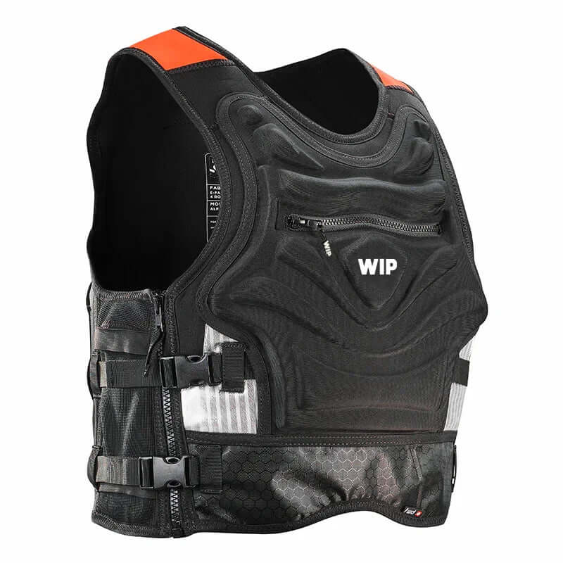 Gilet d'aide à la flottabilité IMPACT VEST 50N avec mousse haute densité et protections latérales.