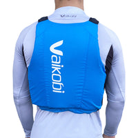 Gilet de flottabilité performant VX Race vue arrière, couleur bleu, conçu pour la liberté de mouvement et l'ajustement parfait.
