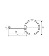 Schéma technique de la Goupille rapide Ø6X17mm avec dimensions.