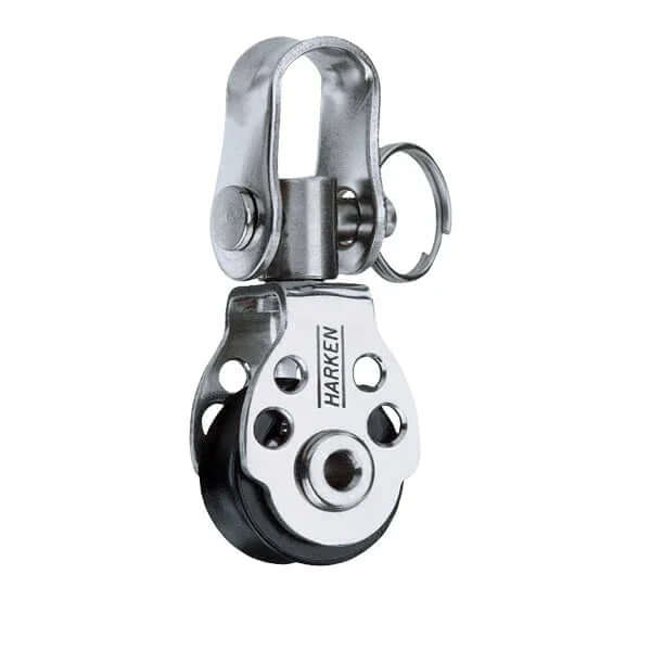 Air block à émerillon 16 mm Harken, légère et compacte, idéale pour dériveurs hi-tech, système à billes en acier inoxydable.