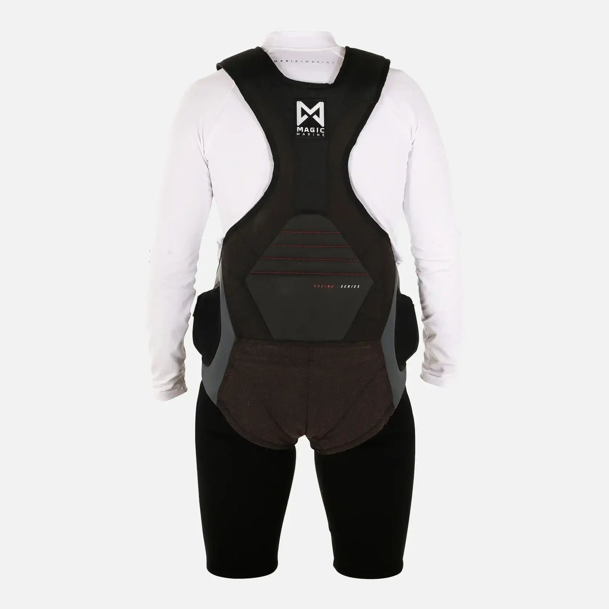Harnais de trapèze Pro Racing vue arrière, conçu pour le confort et le soutien avec un matériau durable.