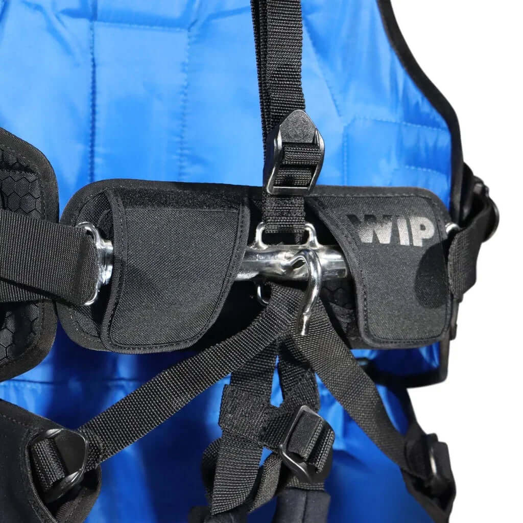 Harnais de trapèze EXO HARNESS 3.0, détails des matériaux et systèmes de réglage pour un maintien optimal.