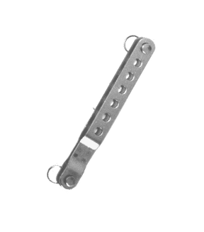 Latte ridoir inox double 7+1 trous pour hauban, dimensions 135mm, plage de réglage 7X13mm, axe Ø6mm.