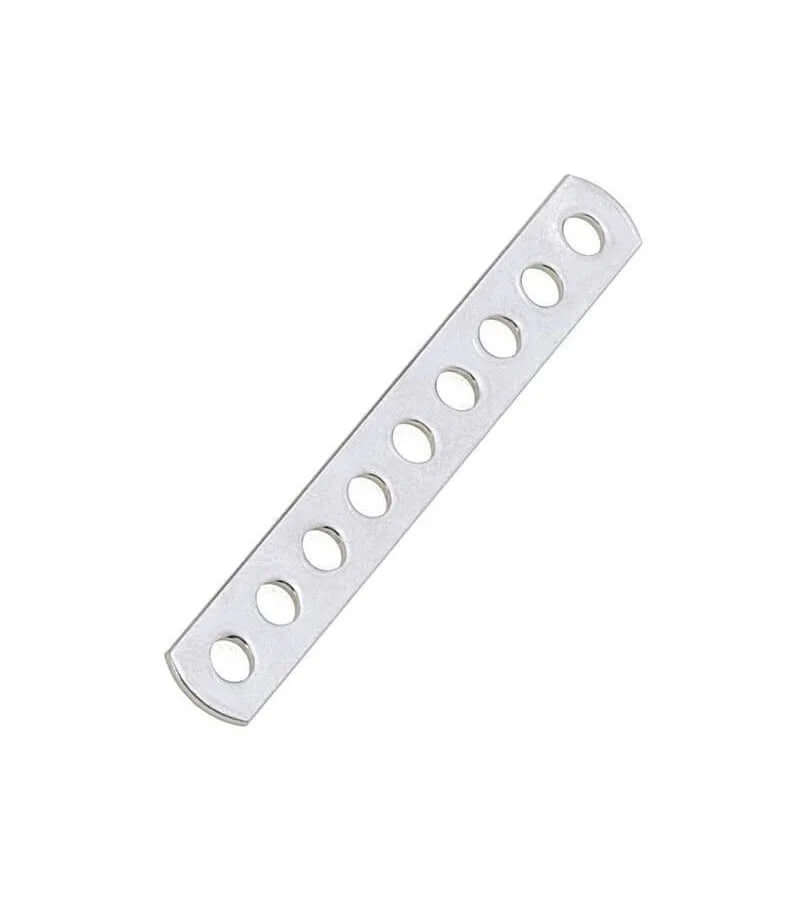 Latte ridoir simple en inox haute résistance, dimensions 14x100 mm, 8 trous pour fixation.