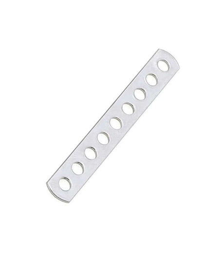 Latte ridoir simple en inox haute résistance, dimensions 14x100 mm, 8 trous pour fixation.