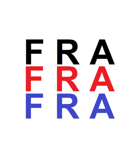 Image représentant les lettres FRA en rouge, bleu et noir, utilisées pour les indications en régate.