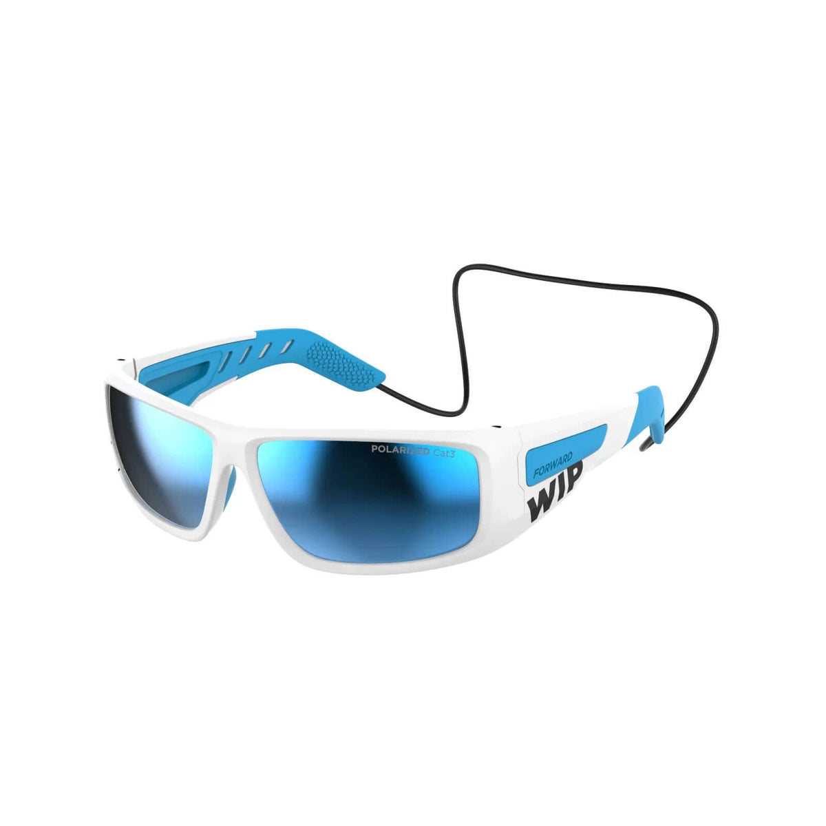 Lunettes GUST EVO POLARIZED Junior avec verre polarisé bleu et monture blanche, idéales pour la pratique nautique.