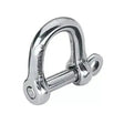 Manille 6 mm en acier inoxydable poli, conçue pour une utilisation marine avec résistance et orientation perpendiculaire.