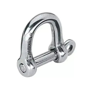 Manille 6 mm en acier inoxydable poli, conçue pour une utilisation marine avec résistance et orientation perpendiculaire.