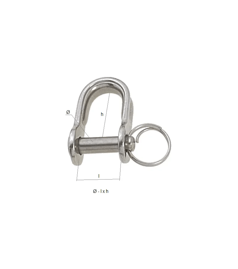 Manille droite emboutie avec anneau brisé - Inox A4 4mm, conception en acier inoxydable A4 avec capacités techniques.