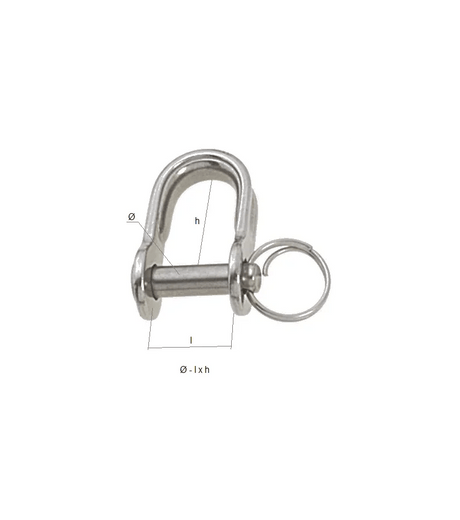 Manille droite emboutie avec anneau brisé - Inox A4 4mm, conception en acier inoxydable A4 avec capacités techniques.