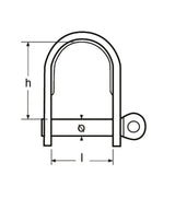 Schéma technique de manille imperdable Ø5mm - 14/40mm avec dimensions h et l.