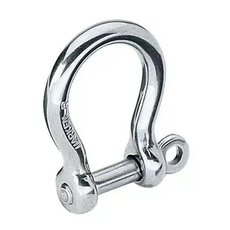 Manille lyre 5 mm longue en acier inoxydable, finition lustrée, design élargi pour charges multidirectionnelles.