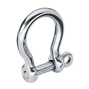 Manille lyre 5 mm longue en acier inoxydable, finition lustrée, design élargi pour charges multidirectionnelles.