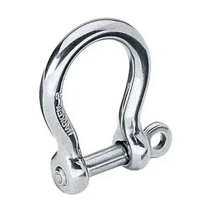 Manille lyre 5 mm longue en acier inoxydable, finition lustrée, design élargi pour charges multidirectionnelles.
