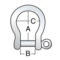 Manille lyre 4 mm en acier inoxydable avec finition polie, designed for durability and heavy load capacity.