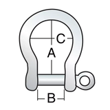 Manille lyre 4 mm en acier inoxydable avec finition polie, designed for durability and heavy load capacity.