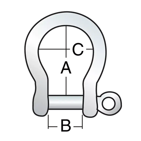 Manille lyre 4 mm en acier inoxydable avec finition polie, designed for durability and heavy load capacity.