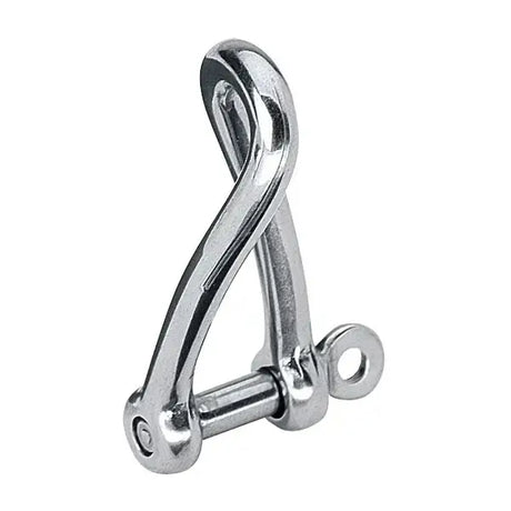 Manille torse 5 mm en acier inoxydable forgé avec un poli lustré et une torsion à 90°.