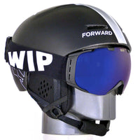 Masque FLYING MASK 2.0 avec verre sphérique et protection UV sur un casque noir.