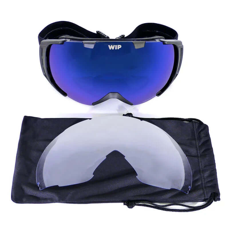 Masque FLYING MASK 2.0 avec verre panoramique sphérique et housse de protection.