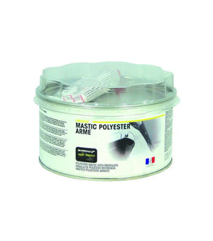 Mastic polyester armé pour réparations épaisses sur coques de bateaux, livré avec catalyseur.