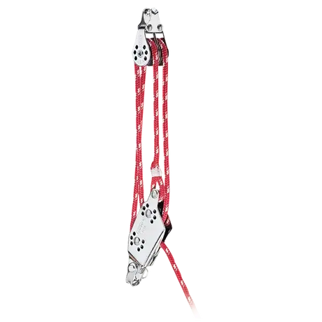 Micro Block violon 22 mm avec cordage rouge et composants en métal, conçu pour les systèmes de réglage des bateaux.