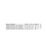 Tableau des spécifications techniques pour Mousqueton à oeil Inox A4 avec dimensions et références.