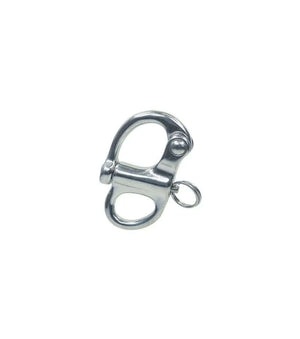 Mousqueton de drisse INOX en acier inoxydable de 45 mm avec système de fermeture rapide et anneau de maintien.