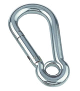 Mousqueton à oeil Inox A4 en acier inoxydable A4, diamètre 8 mm, longueur 50 mm, œil renforcé.