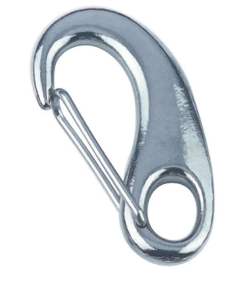 Mousqueton rapide Inox A4 en acier inoxydable, longueur 70 mm, fermeture à ressort automatique.