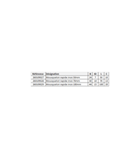 Tableau des spécifications des mousquetons rapides Inox A4. Inclus dimensions 50mm, 70mm et 100mm.