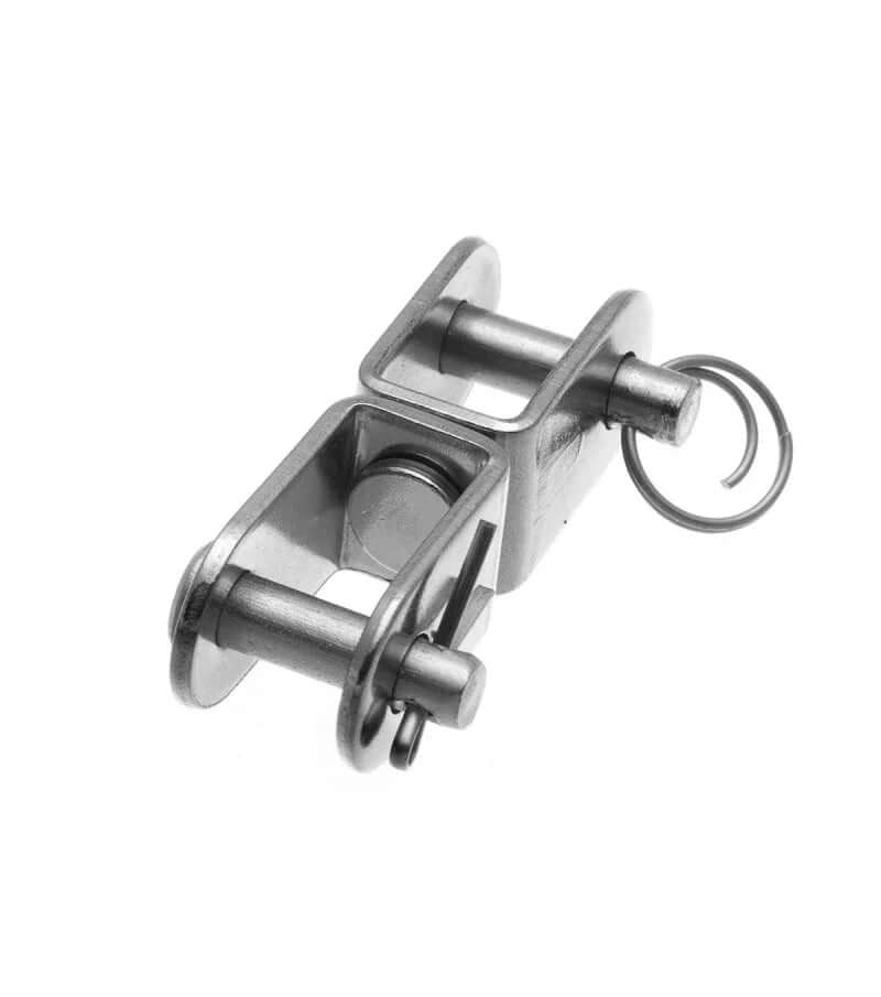 Emerillon inox / axe Ø5mm 32x10 présente un design en acier inoxydable avec axe de 5mm, largeur 10mm et longueur 32mm.