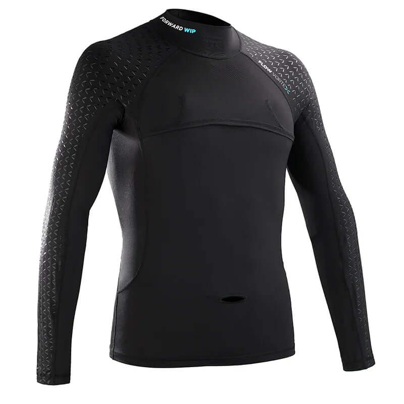 Rashguard haute technologie Aero Flow Vortex en noir avec design ergonomique et chevrons 3D.