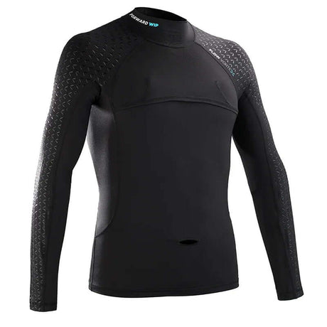 Overtop FLOW VORTEX RASHGUARD en noir, conçu avec technologie Aero Flow Vortex et chevrons 3D pour un flux d'air optimal.