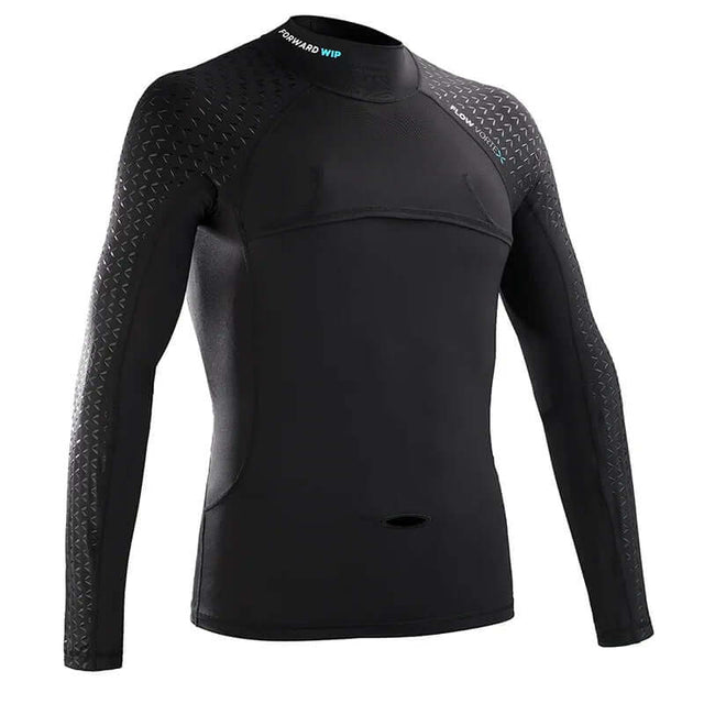 Overtop FLOW VORTEX RASHGUARD en noir, conçu avec technologie Aero Flow Vortex et chevrons 3D pour un flux d'air optimal.