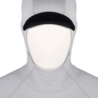 Overtop HOODED UV RASHGUARD LONG SLEEVE with integrated hood and neoprene visor for UV protection.