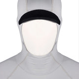 Overtop HOODED UV RASHGUARD LONG SLEEVE with integrated hood and neoprene visor for UV protection.