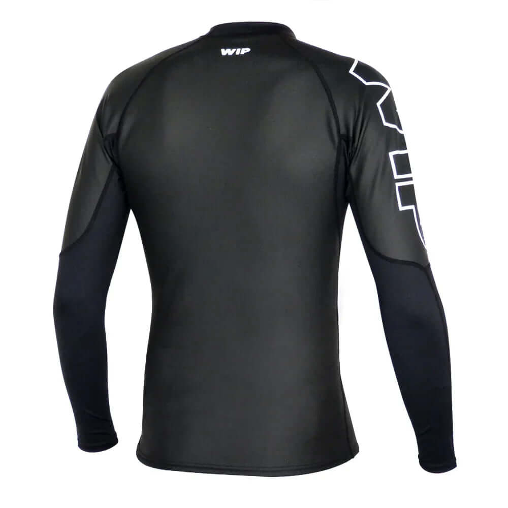 Overtop LONG SLEEVE HYBRID, black long sleeve shirt with WIP logo, designed for optimal movement and temperature regulation.