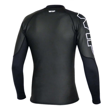 Overtop LONG SLEEVE HYBRID, black long sleeve shirt with WIP logo, designed for optimal movement and temperature regulation.