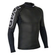 Overtop LONG SLEEVE HYBRID, black long sleeve shirt with innovative materials for protection and flexibility.