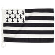 Pavillon Bretagne flag made of 100% polyester, dimensions 30 x 45 cm, featuring black and white design.