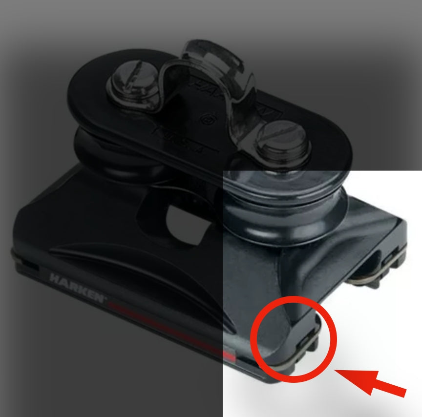 Plaquette d'angle de chariot Harken série small boat 22mm