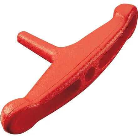 Poignée de trapèze rouge, accessoire en plastique, conçu pour une utilisation technique, couleur rouge.