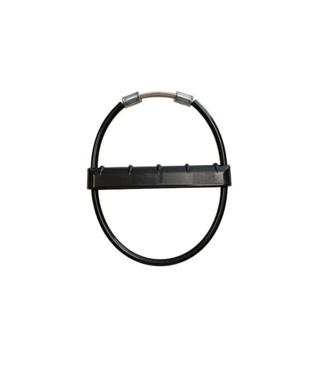 Poignée de trapèze souple J&H en inox avec revêtement PVC et poignée en plastique, dimensions 130mm x 150mm.