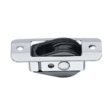 Bullet à encast. 29 mm plat.inox, poulie en inox avec rouleau pour guidage des bosses.