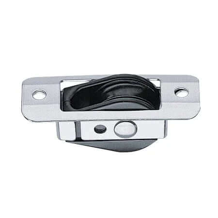 poulie encastrée 29 mm inox harken avec réa noir pour un guidage optimal des lignes.
