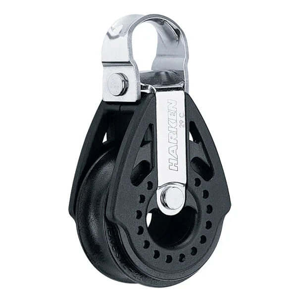 Poulie Carbo 29 mm-tête fixe à 90°. Pouliette légère avec un réa de 29 mm et une charge de travail maximale de 150 kg.