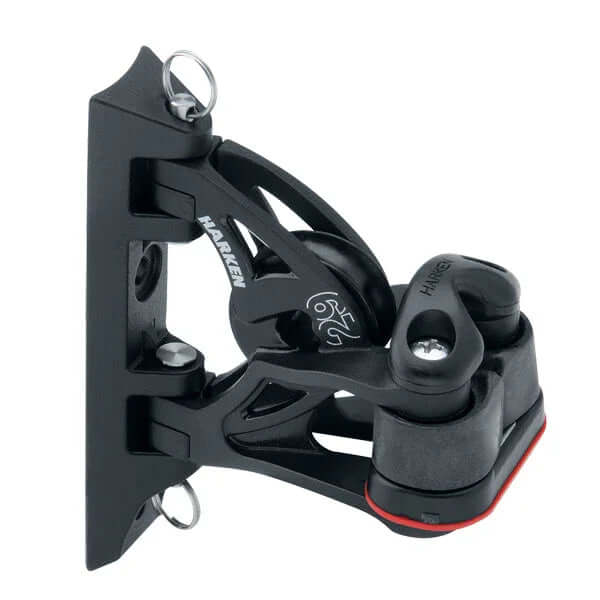 Poulie Carbo 29 mm pivotante à taquet, design robuste avec système de fixation et réa pour une utilisation en navigation.